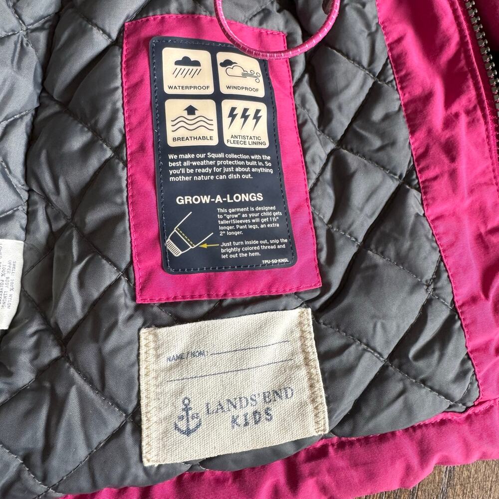Lands End Girls Squall Puffer Ski Jacket Winter Snow Size 6X-7 Pink Waterproof - Picture 7 of 9